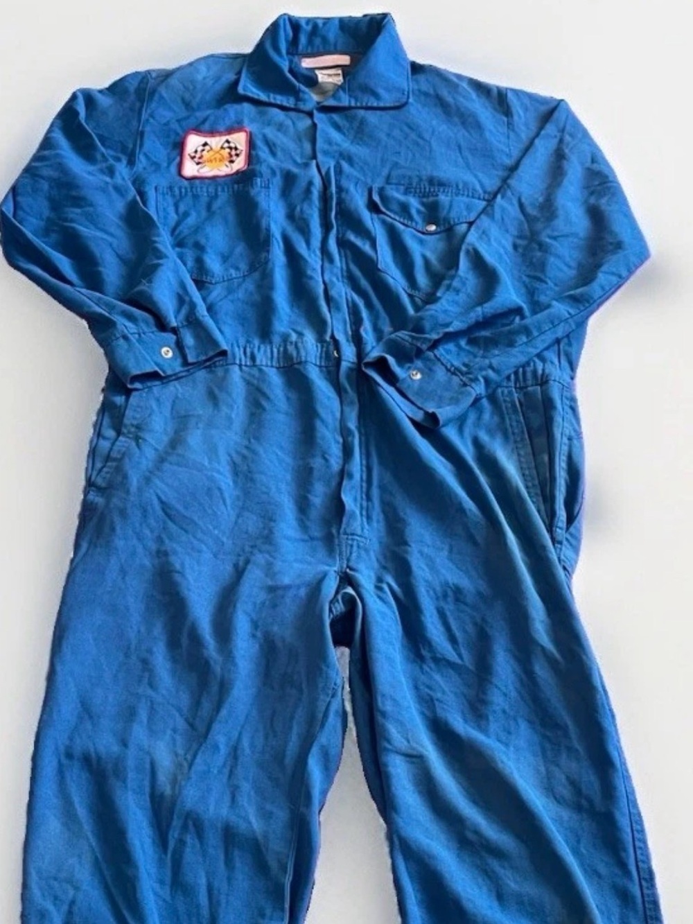 Vintage Workrite Nomex 46R Powerine Oil Racing Patch Blue Coveralls FR.